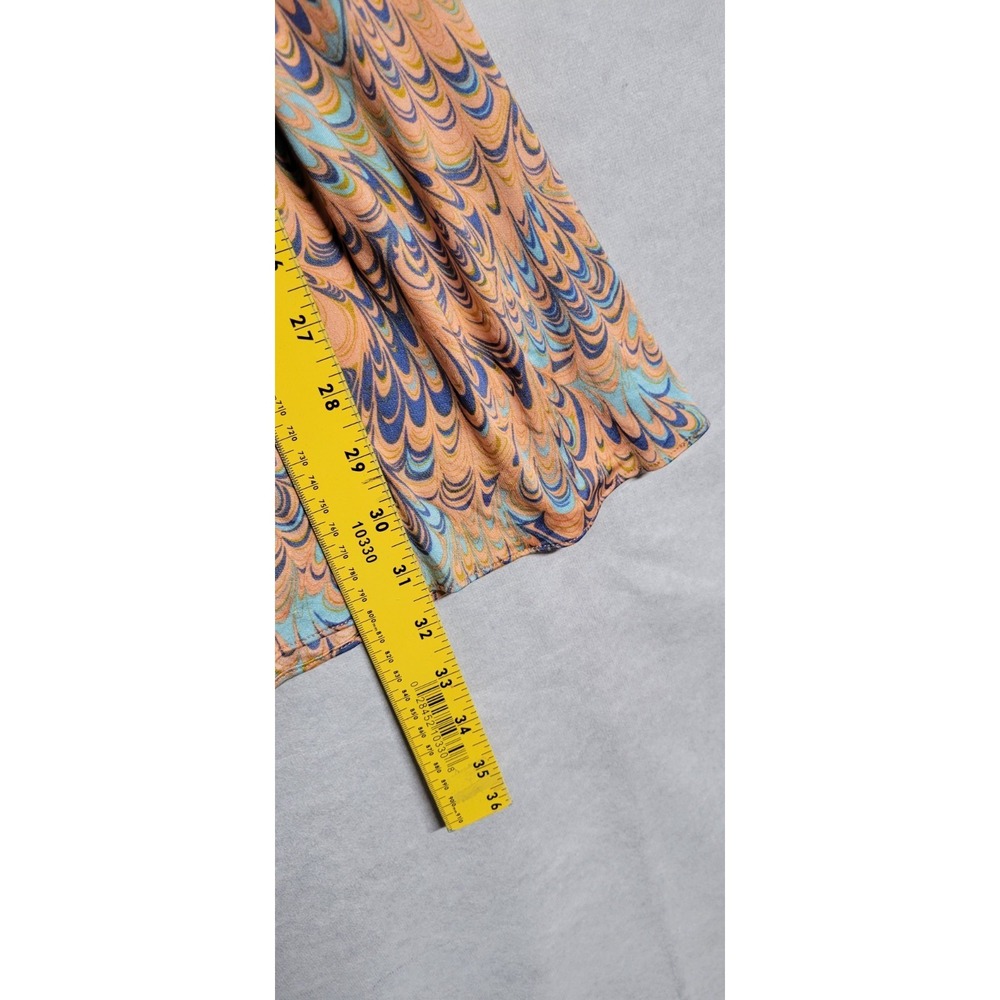Multicolored Swirl Print W/ Suede Waist Band Short Sky Cap Sleeve Dress Size XS - Picture 6 of 8